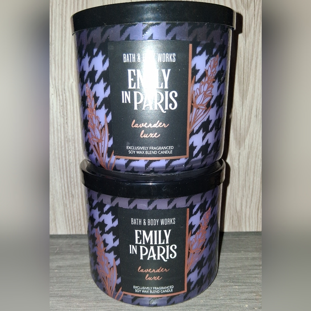 Bath & Body Works Netflix EMILY IN PARIS LAVENDAR LUXE 14.5 OZ Candles  SET OF 2